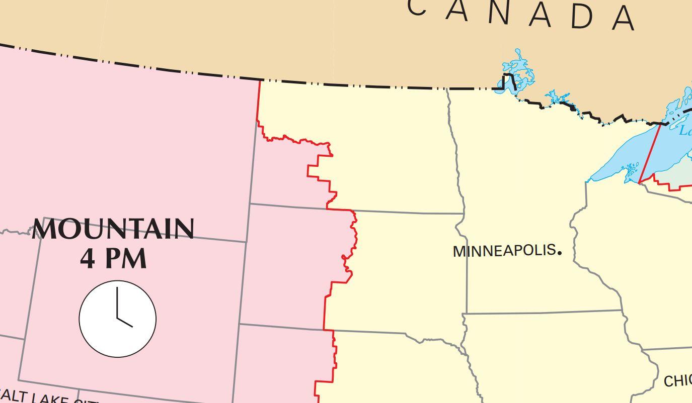 North Dakota Time Zone Map With Cities